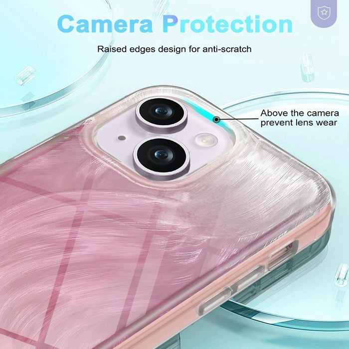 For Iphone 15 Imd Gradient Feather Pc & Tpu Phone Case