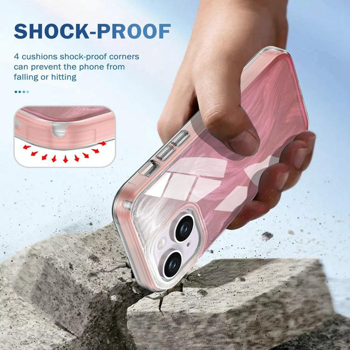 For Iphone 15 Imd Gradient Feather Pc & Tpu Phone Case