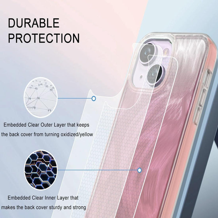 For Iphone 15 Imd Gradient Feather Pc & Tpu Phone Case
