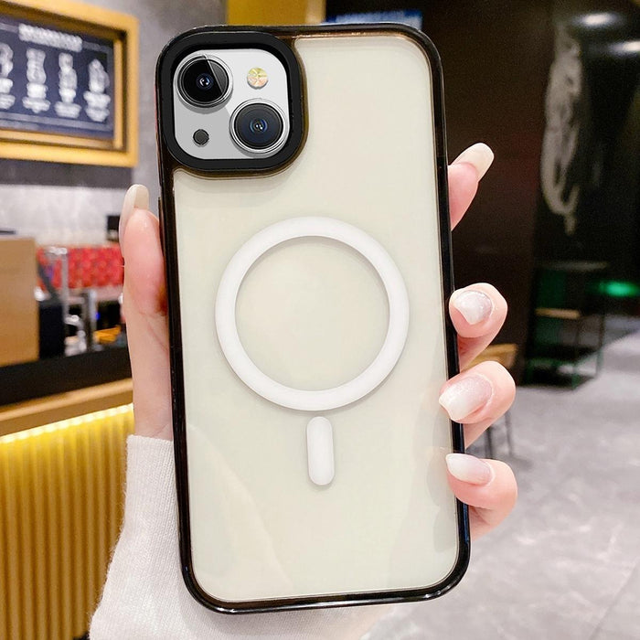 For Iphone 15 Kingsteel Wolf Colour Point Magsafe Transparent Phone Case