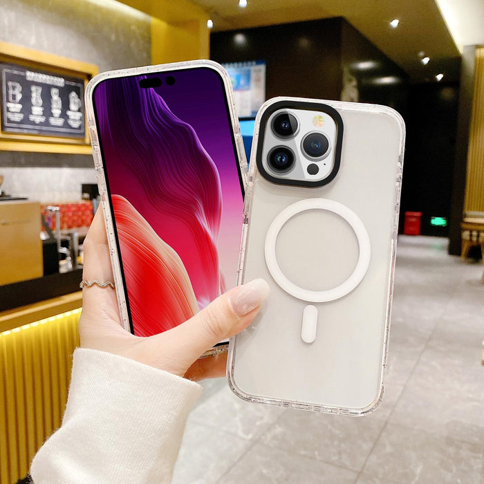 For Iphone 15 Kingsteel Wolf Colour Point Magsafe Transparent Phone Case