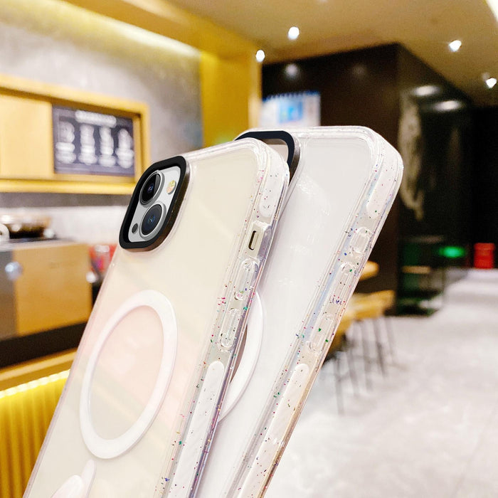 For Iphone 15 Kingsteel Wolf Colour Point Magsafe Transparent Phone Case