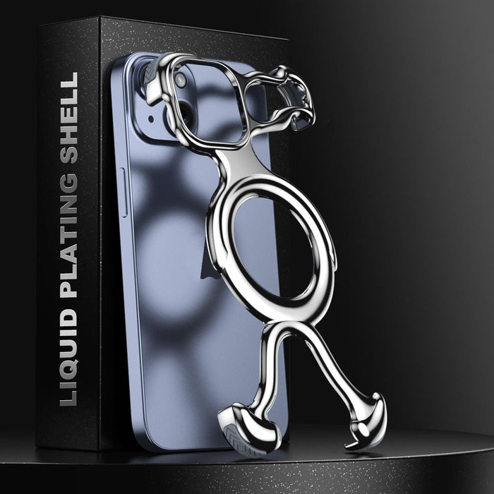 For Iphone 15 Liquid Plating Pc Hollow Magsafe Phone Case