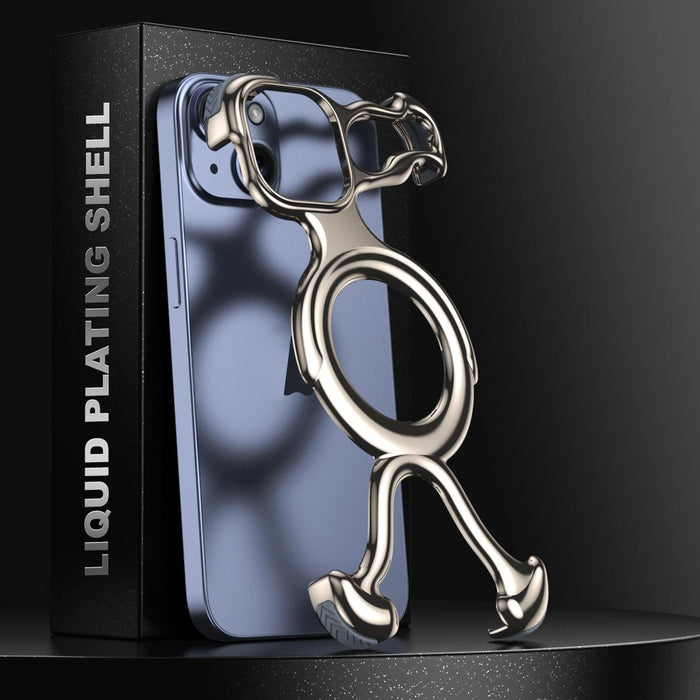 For Iphone 15 Liquid Plating Pc Hollow Magsafe Phone Case