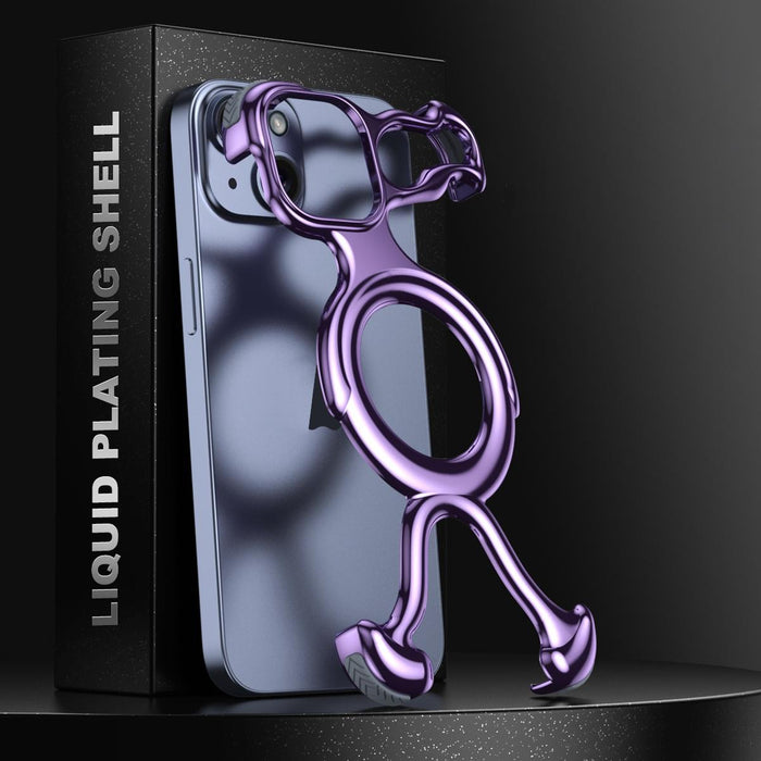 For Iphone 15 Liquid Plating Pc Hollow Magsafe Phone Case