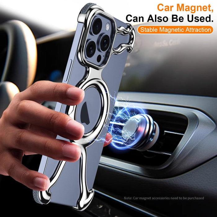 For Iphone 15 Liquid Plating Pc Hollow Magsafe Phone Case