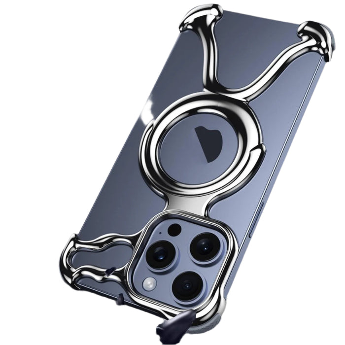 For Iphone 15 Liquid Plating Pc Hollow Magsafe Phone Case