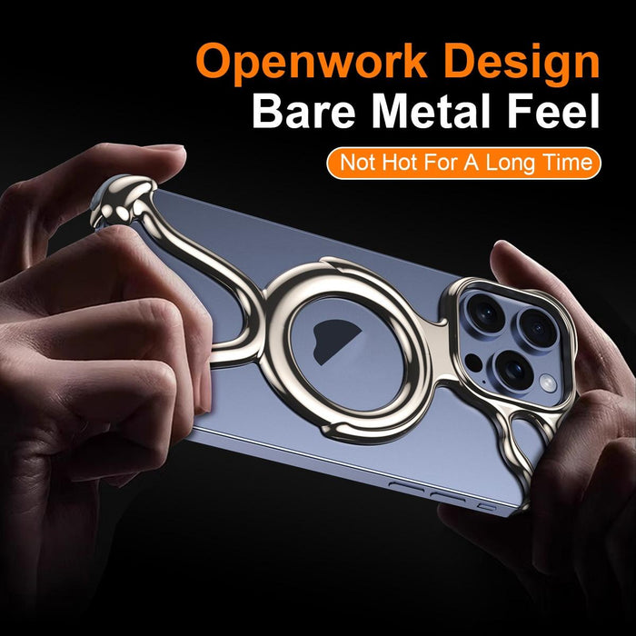 For Iphone 15 Liquid Plating Pc Hollow Magsafe Phone Case