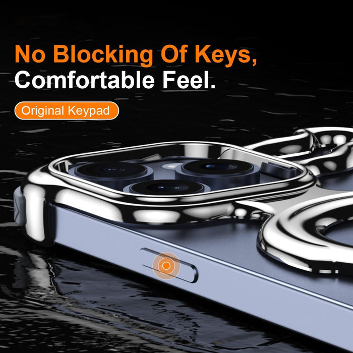 For Iphone 15 Liquid Plating Pc Hollow Magsafe Phone Case