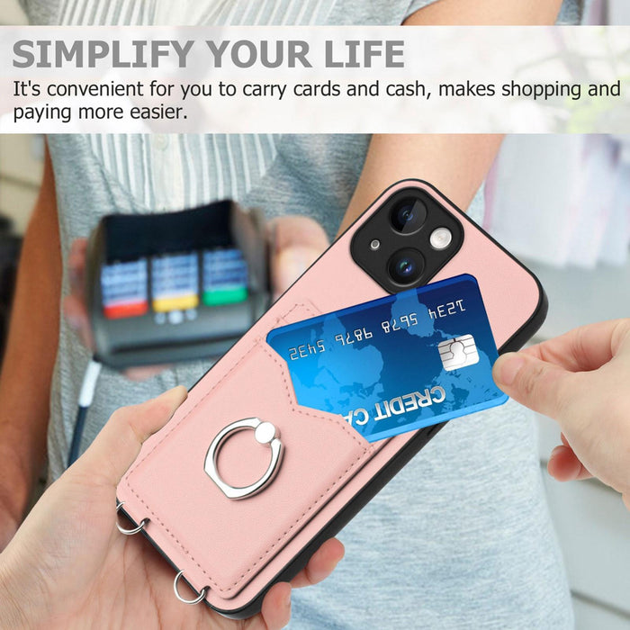 For Iphone 15 Ring Card Holder Phone Case