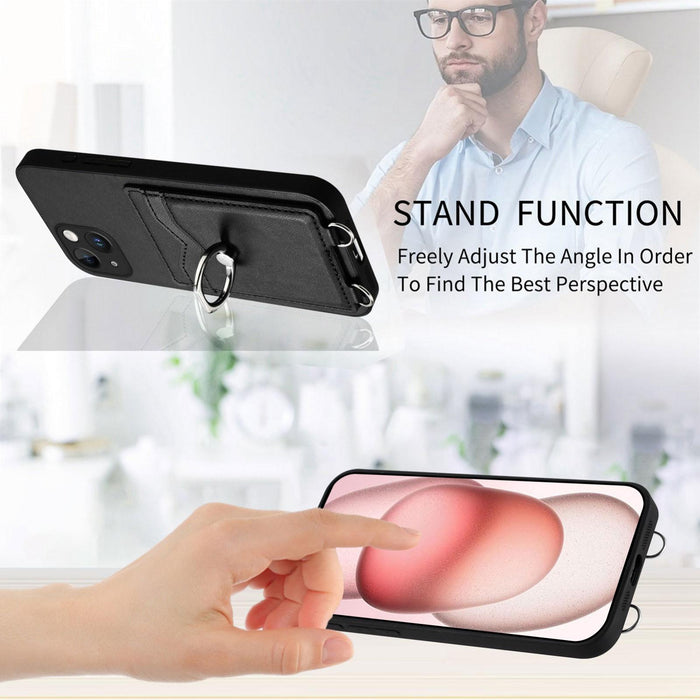 For Iphone 15 Ring Card Holder Phone Case