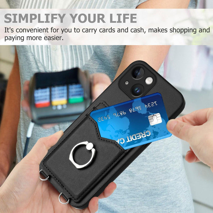 For Iphone 15 Ring Card Holder Phone Case