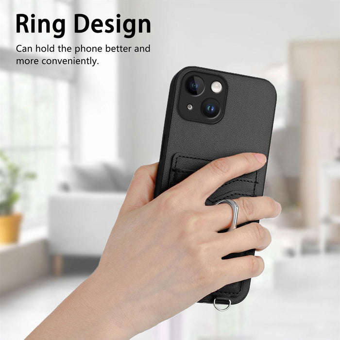 For Iphone 15 Ring Card Holder Phone Case