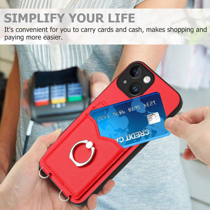 For Iphone 15 Ring Card Holder Phone Case