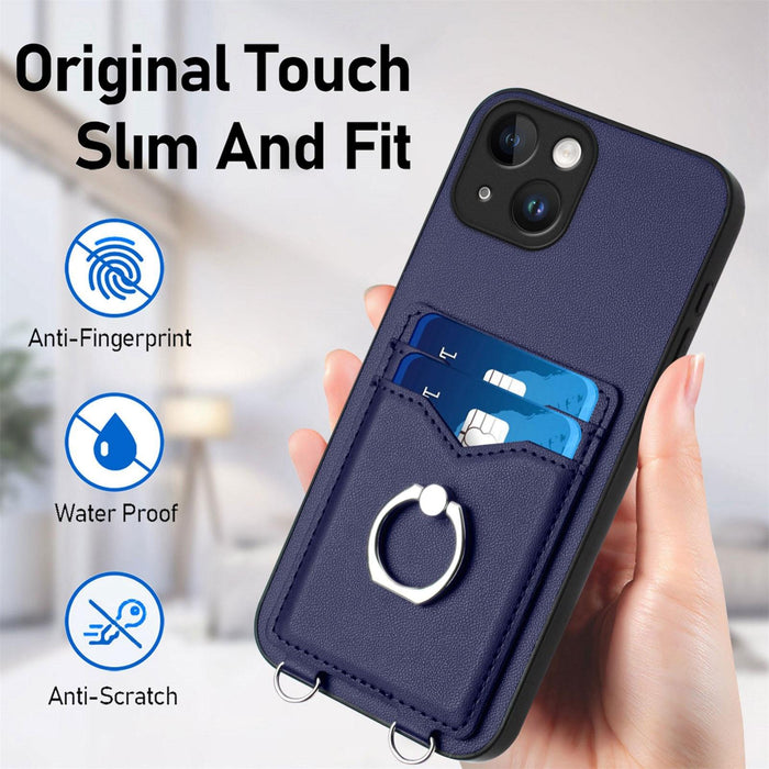 For Iphone 15 Ring Card Holder Phone Case