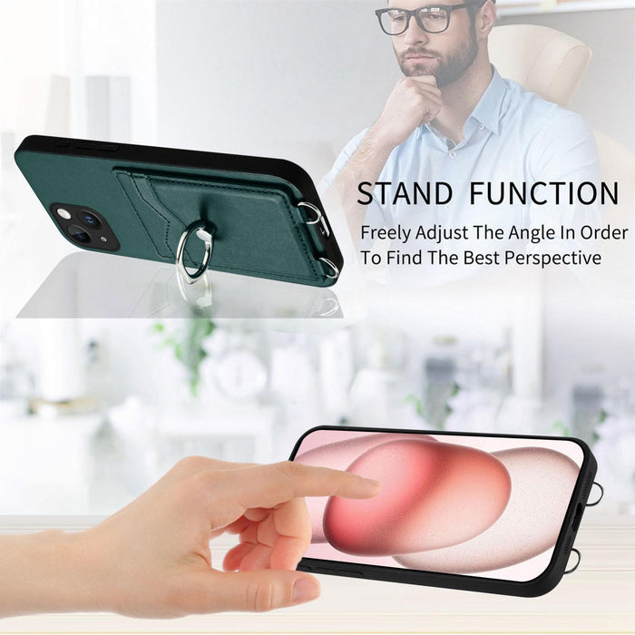 For Iphone 15 Ring Card Holder Phone Case