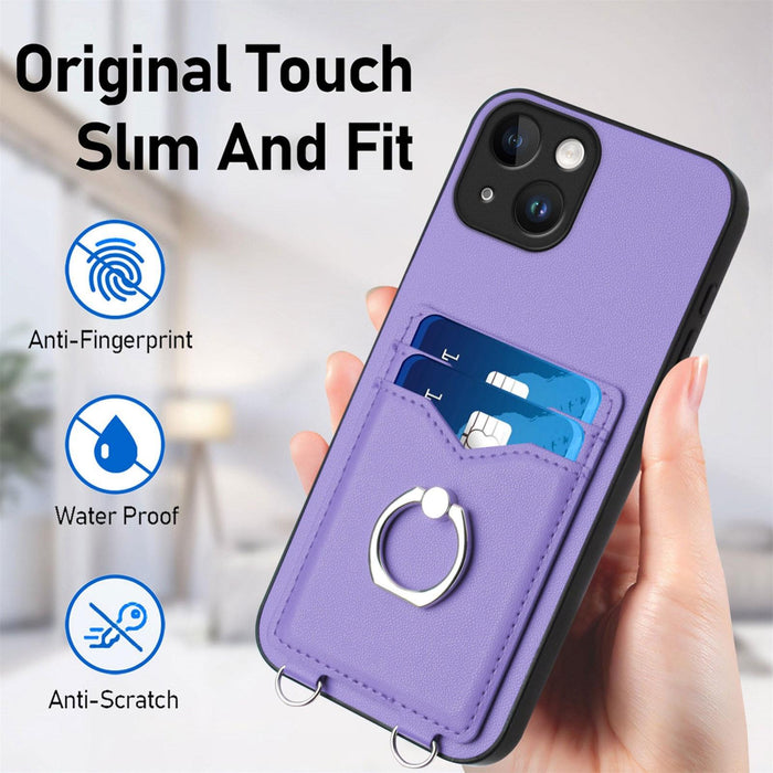 For Iphone 15 Ring Card Holder Phone Case