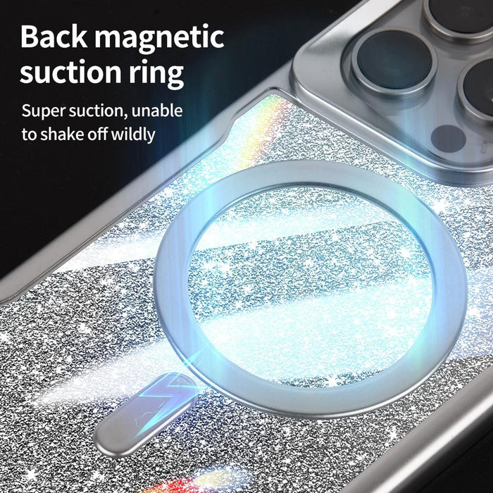 For Iphone 15 Blade Magsafe Magnetic Gradient Glitter Pc Phone Case