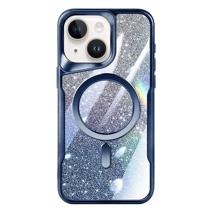 For Iphone 15 Blade Magsafe Magnetic Gradient Glitter Pc Phone Case