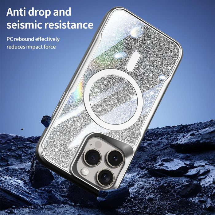 For Iphone 15 Blade Magsafe Magnetic Gradient Glitter Pc Phone Case