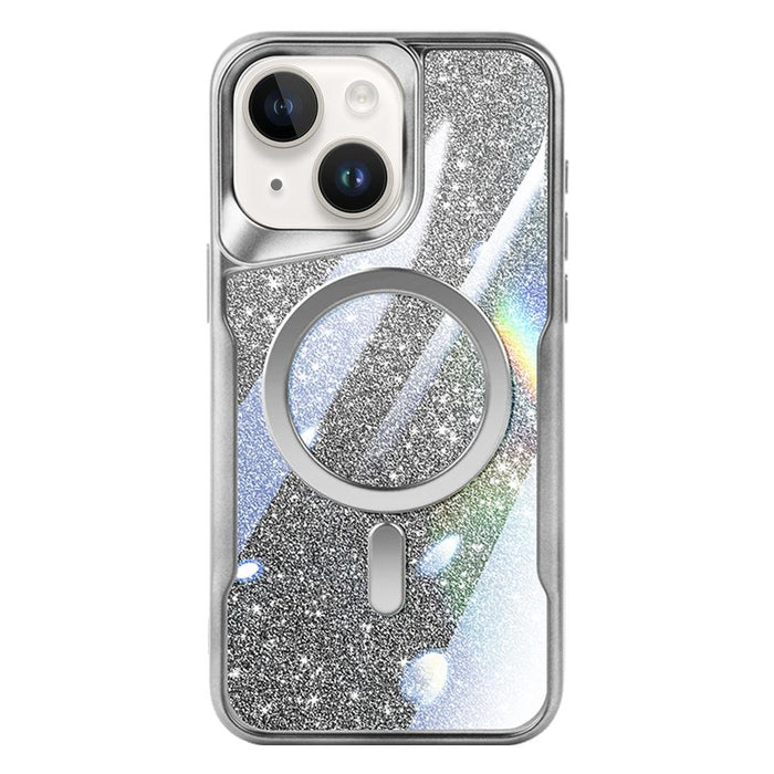 For Iphone 15 Blade Magsafe Magnetic Gradient Glitter Pc Phone Case