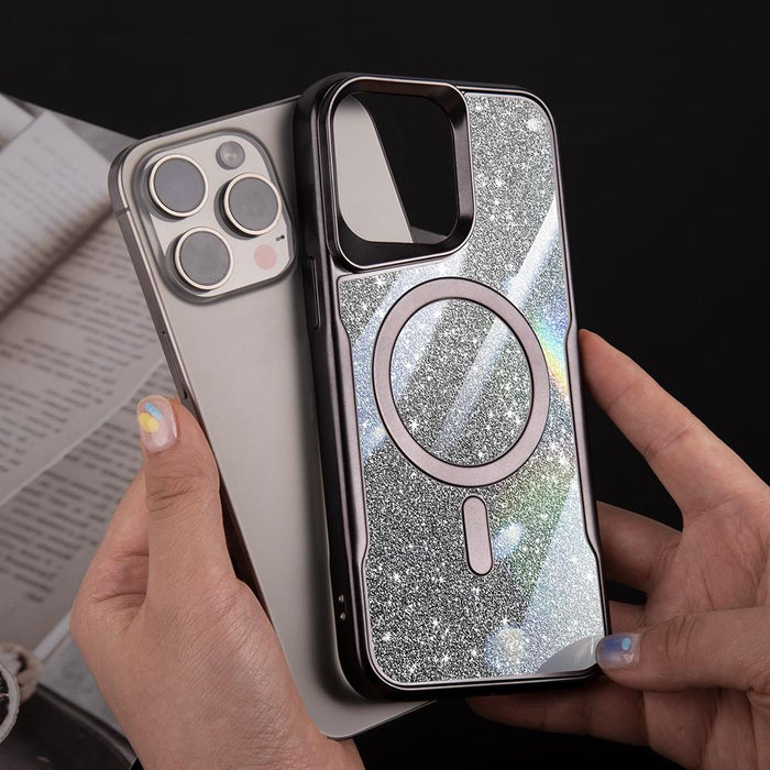 For Iphone 15 Blade Magsafe Magnetic Gradient Glitter Pc Phone Case