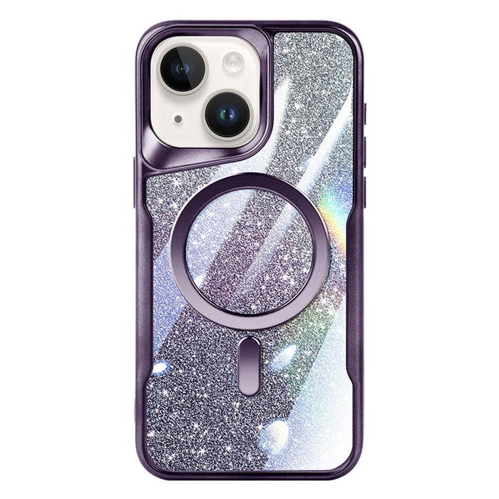 For Iphone 15 Blade Magsafe Magnetic Gradient Glitter Pc Phone Case