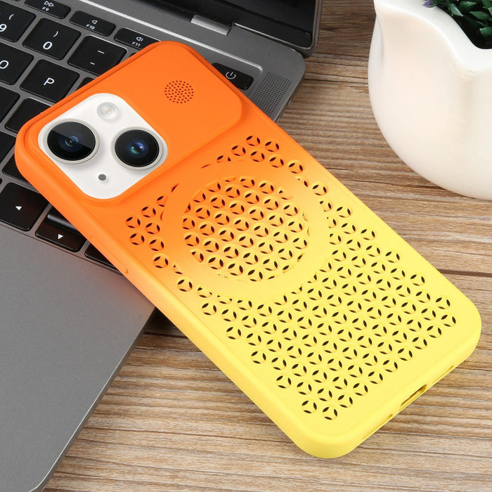For Iphone 15 Gradient Colour Honeycomb Aromatherapy Magsafe Phone Case