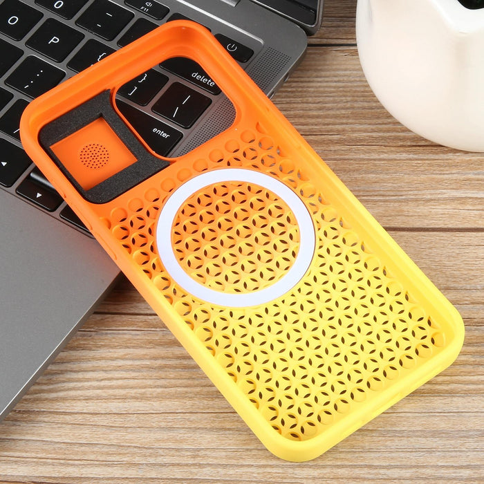 For Iphone 15 Gradient Colour Honeycomb Aromatherapy Magsafe Phone Case