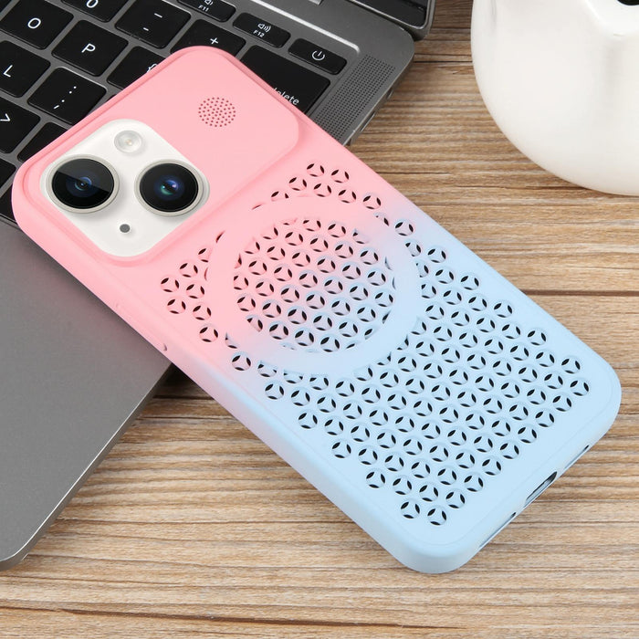 For Iphone 15 Gradient Colour Honeycomb Aromatherapy Magsafe Phone Case