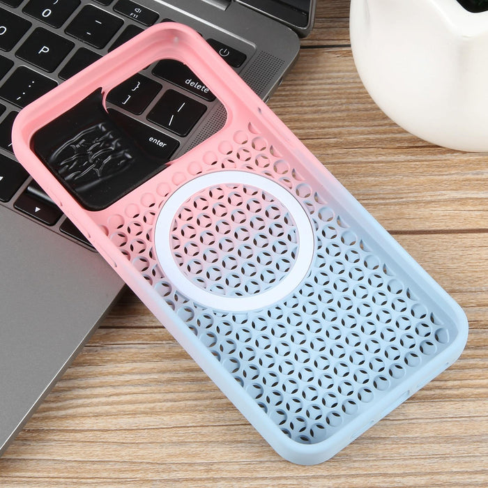 For Iphone 15 Gradient Colour Honeycomb Aromatherapy Magsafe Phone Case