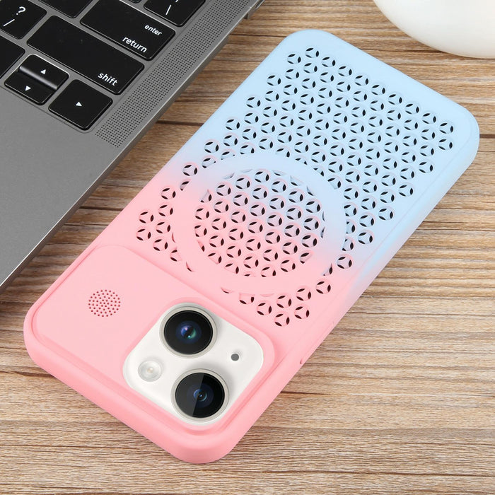 For Iphone 15 Gradient Colour Honeycomb Aromatherapy Magsafe Phone Case