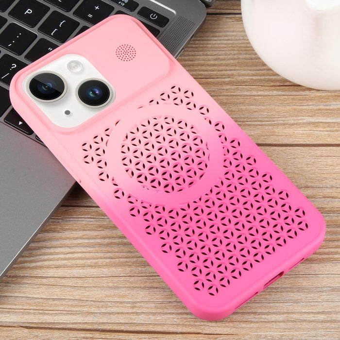 For Iphone 15 Gradient Colour Honeycomb Aromatherapy Magsafe Phone Case