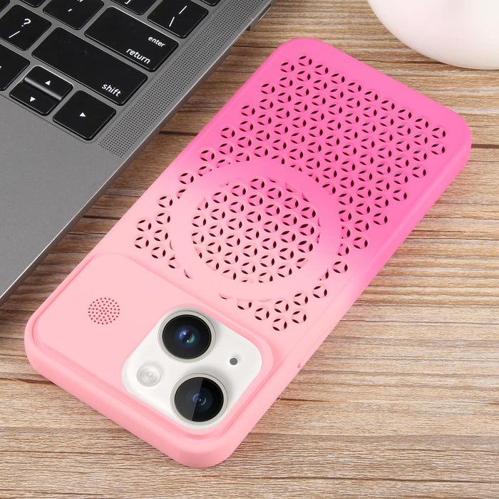For Iphone 15 Gradient Colour Honeycomb Aromatherapy Magsafe Phone Case