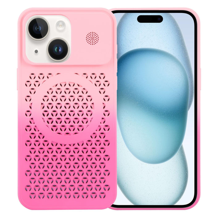 For Iphone 15 Gradient Colour Honeycomb Aromatherapy Magsafe Phone Case