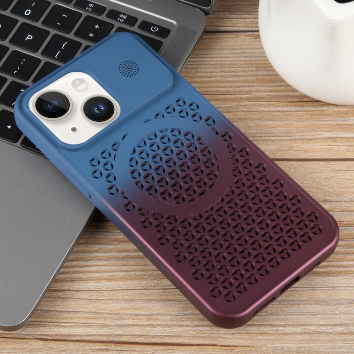 For Iphone 15 Gradient Colour Honeycomb Aromatherapy Magsafe Phone Case