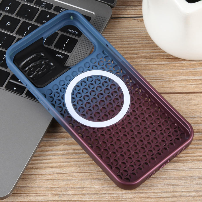 For Iphone 15 Gradient Colour Honeycomb Aromatherapy Magsafe Phone Case