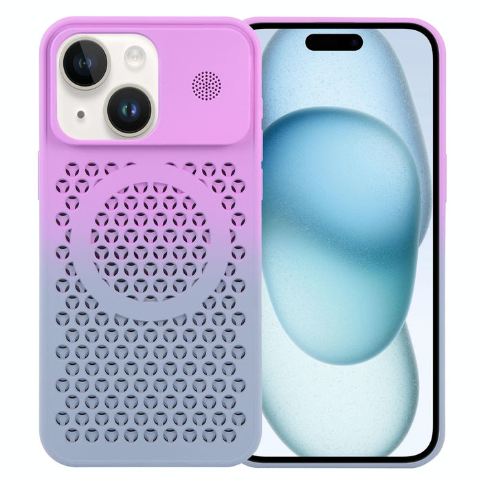 For Iphone 15 Gradient Colour Honeycomb Aromatherapy Magsafe Phone Case