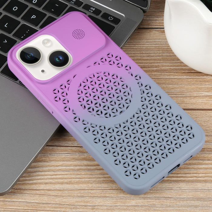 For Iphone 15 Gradient Colour Honeycomb Aromatherapy Magsafe Phone Case