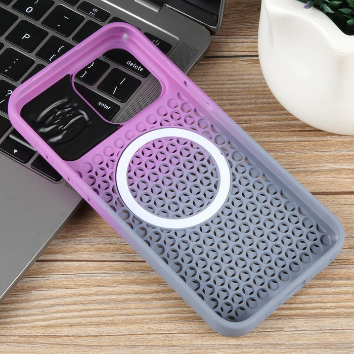 For Iphone 15 Gradient Colour Honeycomb Aromatherapy Magsafe Phone Case