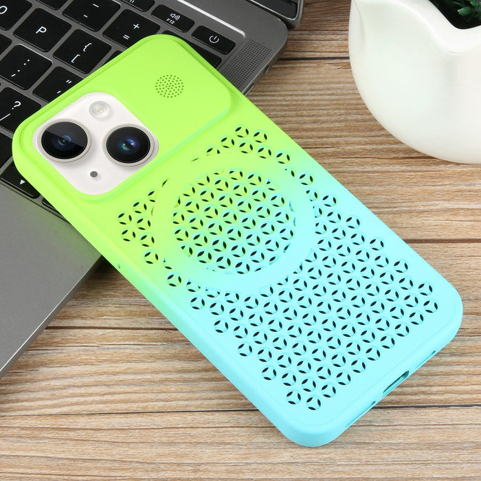 For Iphone 15 Gradient Colour Honeycomb Aromatherapy Magsafe Phone Case
