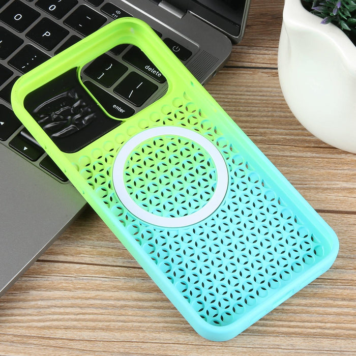 For Iphone 15 Gradient Colour Honeycomb Aromatherapy Magsafe Phone Case
