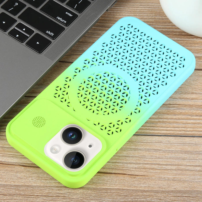 For Iphone 15 Gradient Colour Honeycomb Aromatherapy Magsafe Phone Case