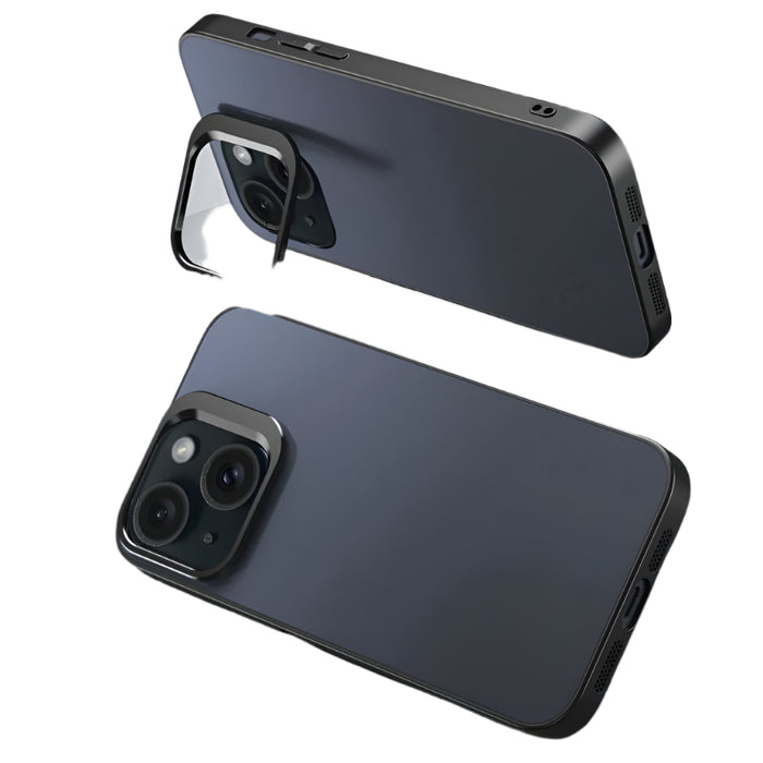 For Iphone 15 Aluminum Alloy Lens Holder Frosted Skin-Feel Phone Case