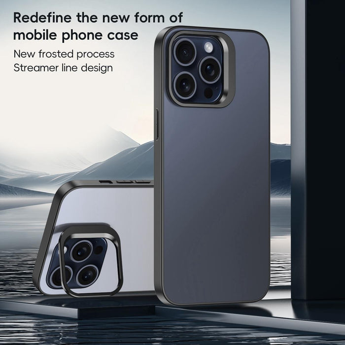 For Iphone 15 Aluminum Alloy Lens Holder Frosted Skin-Feel Phone Case