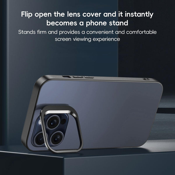 For Iphone 15 Aluminum Alloy Lens Holder Frosted Skin-Feel Phone Case