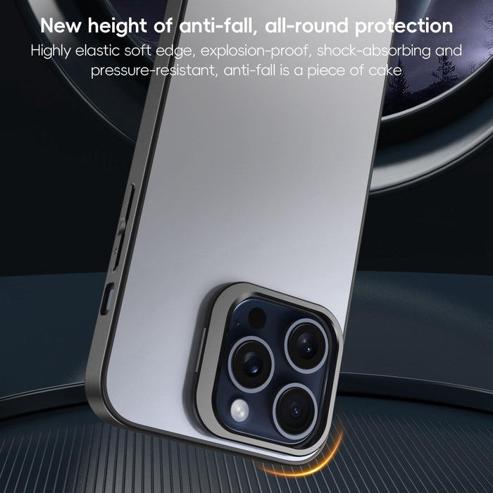 For Iphone 15 Aluminum Alloy Lens Holder Frosted Skin-Feel Phone Case