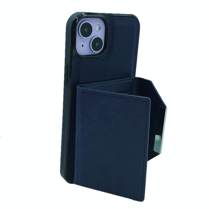 For Iphone 15 Solid Colour Metal Buckle Card Slots Bag Phone Case