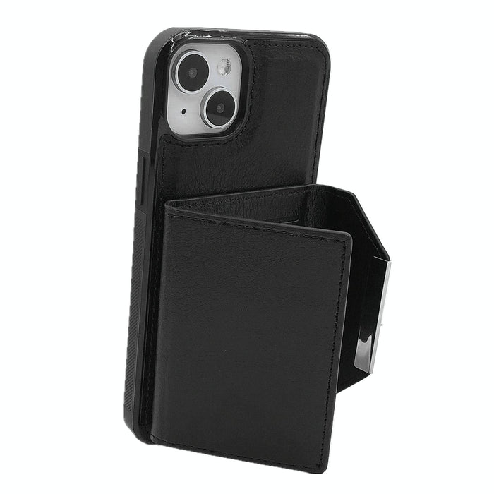 For Iphone 15 Solid Colour Metal Buckle Card Slots Bag Phone Case