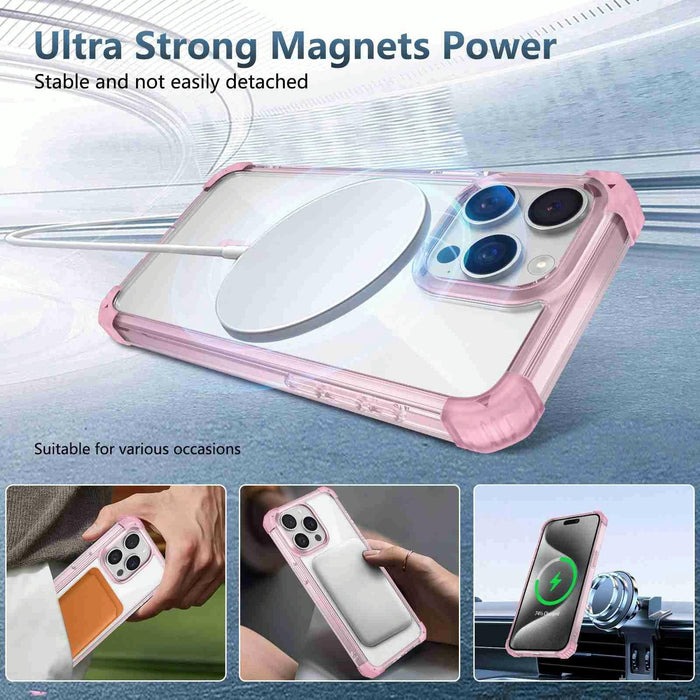 For Iphone 15 Transparent Magsafe Magnetic Phone Case